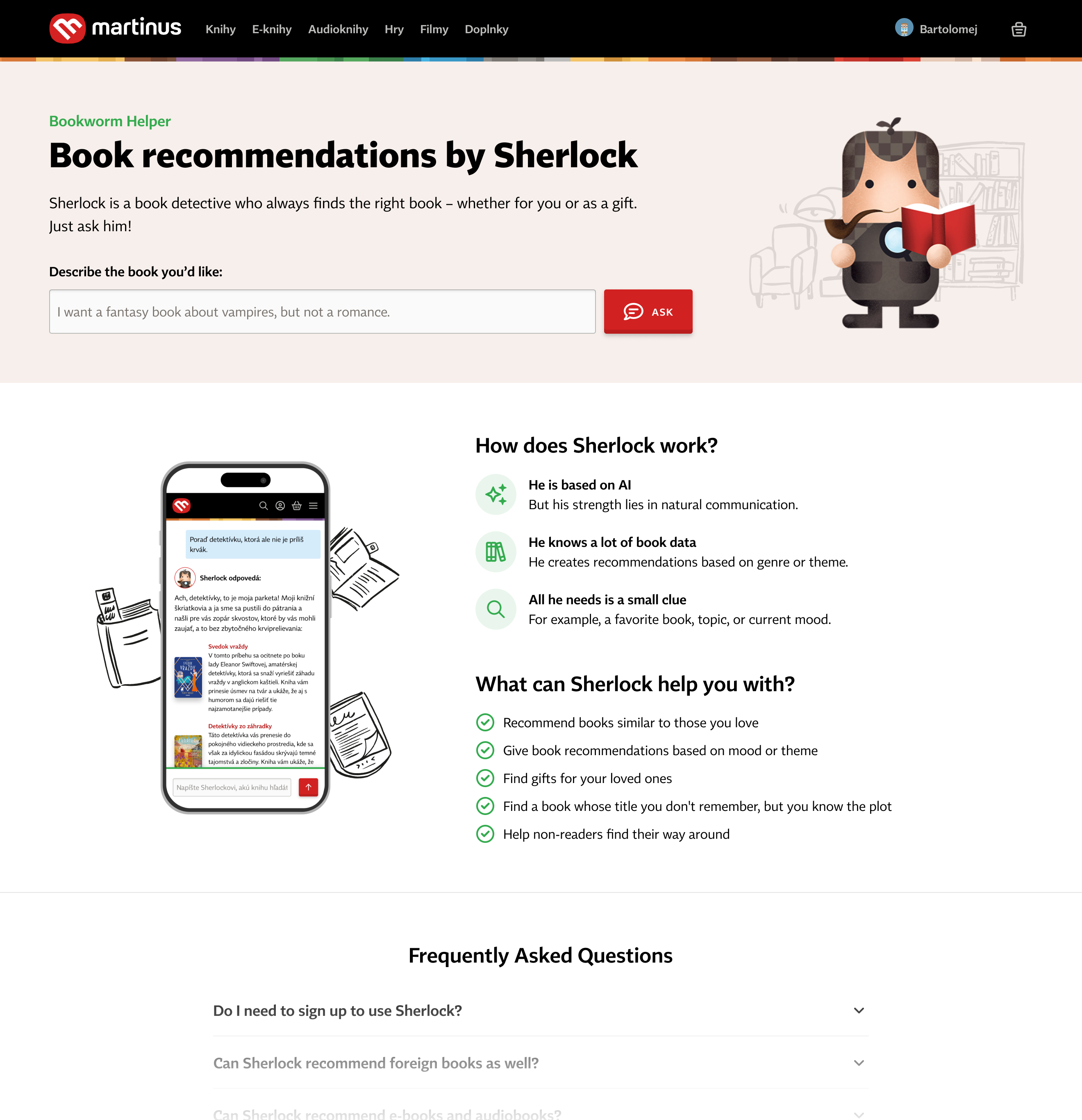 Sherlock landing page